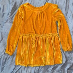 5/$20 Cat & Jack Toddler Velvet Dress, Golden Yellow, Pleated Skirt, Velour,  5T
